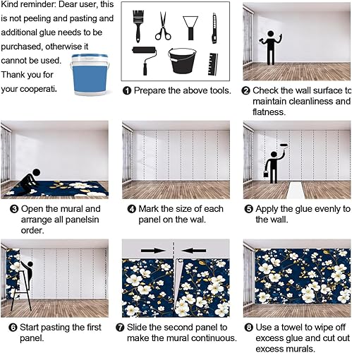 Miniatura 7 de Mural de pared floral retro, papel tapiz de barra de flores coloridas de mediados de siglo, papel tapiz rústico floral 3D impermeable para