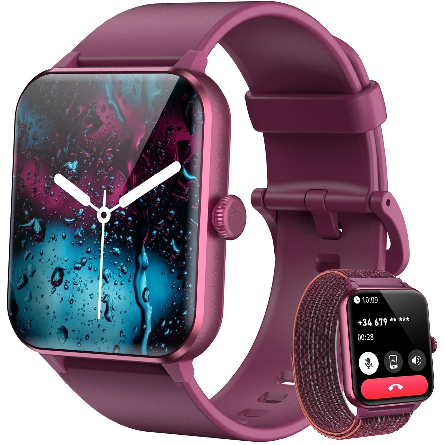 Blackview Smartwatch Mujer (Realizar/Recibir Llamadas), 1.85" Reloj Inteligente Mujer - Pulsómetro/Oxímetro/Sueño, Whatsapp Mensajes, Pulsera Actividad - 100+ Modos Deportivos, Podómetro, Android iOS