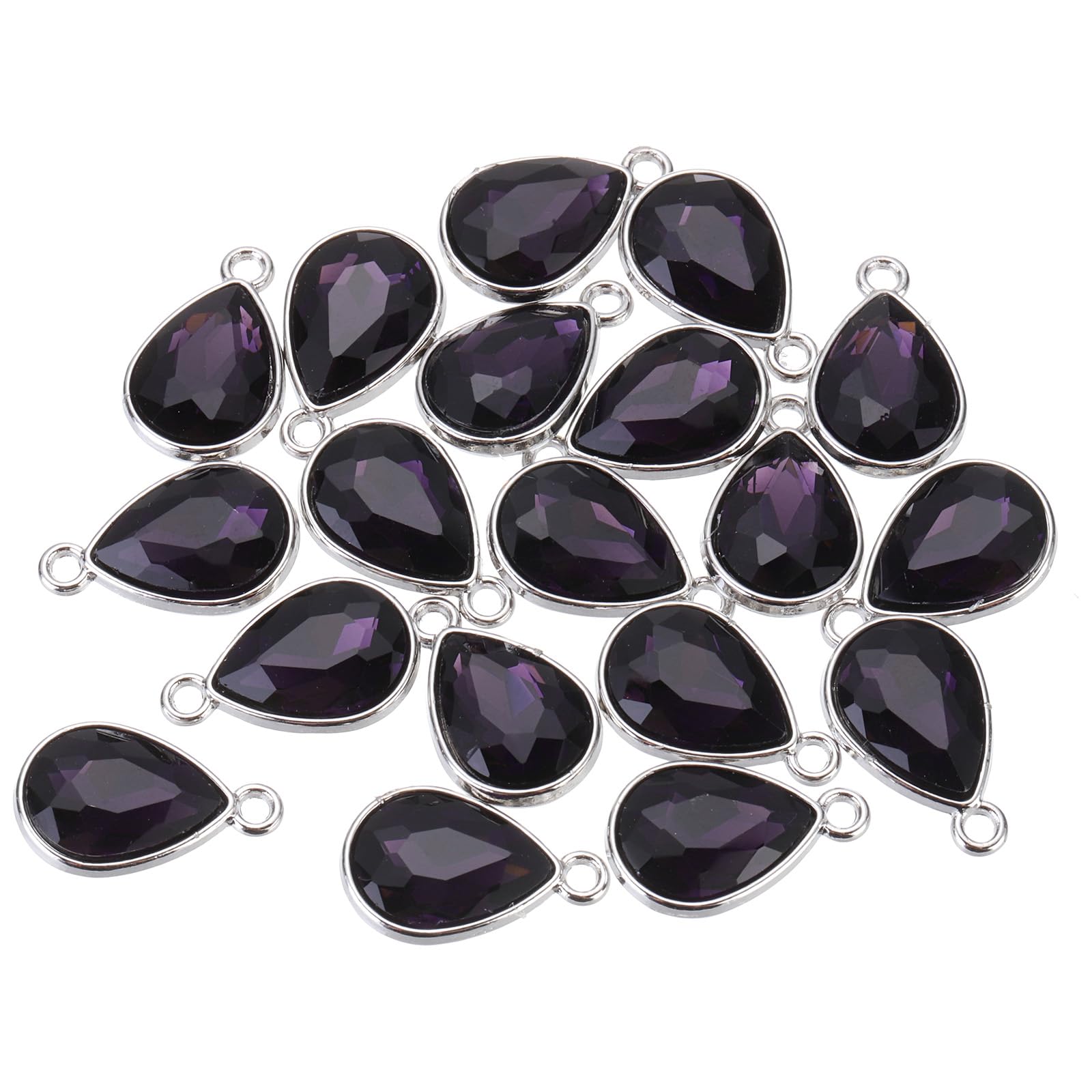 MECCANIXITY 20PCS 12x20mm Alloy Glass Crystal Teardrop Charm Jewelry Making Charm for Necklaces, Bracelets, Earrings