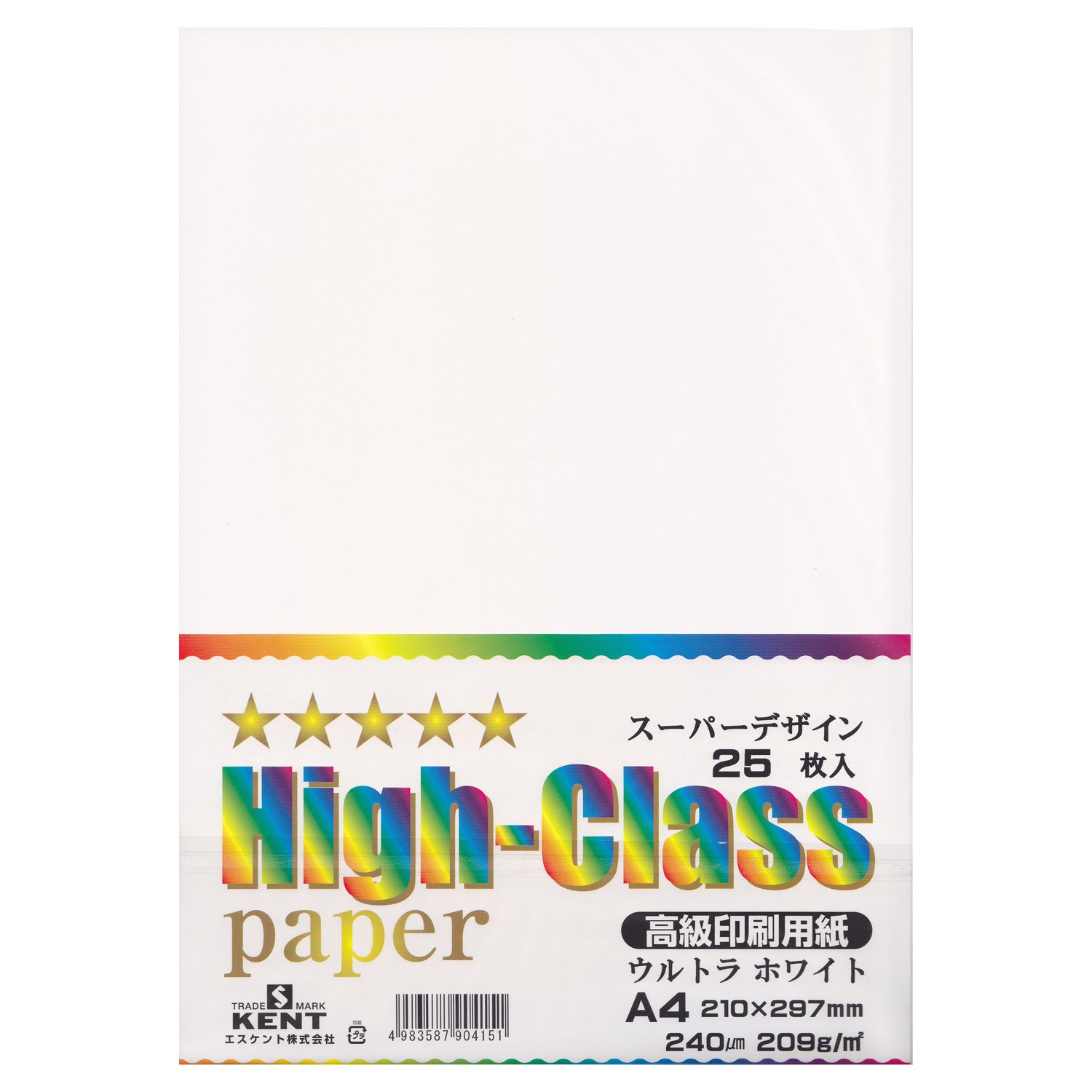 Escent 395114 Thick Copy Paper, Super Design, 7.2 oz (209 g), A4, Ultra White, 25 Sheets