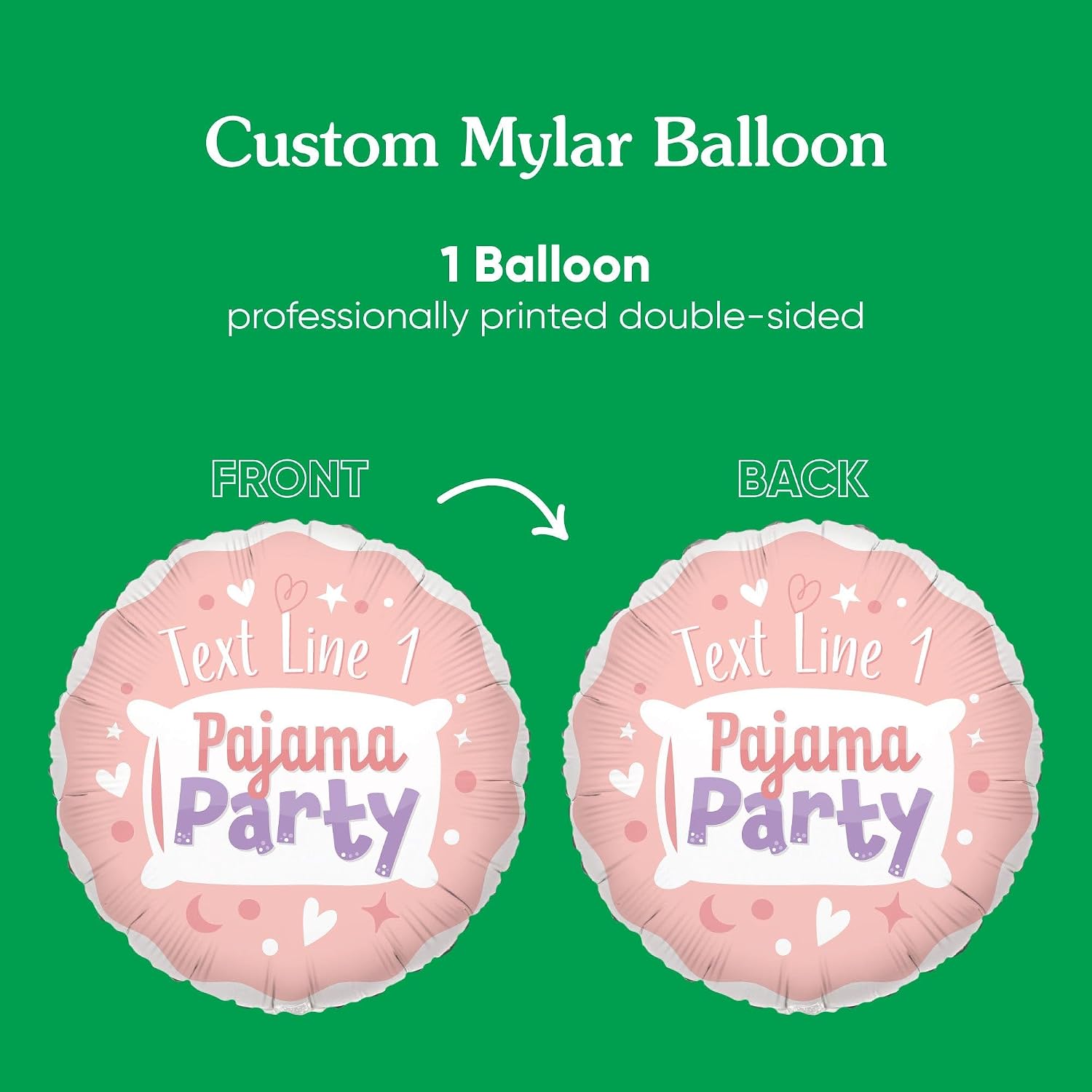 Big Dot of Happiness Personalized Pajama Slumber Party Balloon, Girls Sleepover Birthday Party Decoration, Custom Name Double-Sided Circle Mylar, 1 Piece
