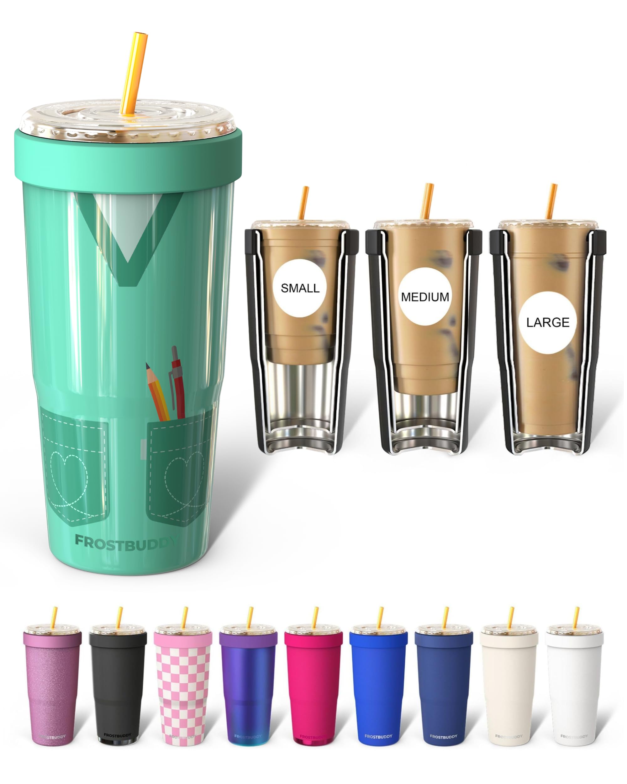Frost Buddy Togo Buddy 30 oz Stainless Steel Vacuum Insulated Tumbler To Go Coffee Cup – Iced Coffee Cups, Iced Coffee Sleeve, Travel Mug, Thermal Cup for Hot & Cold Drinks, Dunkin Cup (Teal Scrubs) — image 1