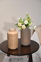 TERESA'S COLLECTIONS Kerámia Váza Szett - Világosszürke és Arany Dekoratív Asztali Vázák Nappaliba, Modern Lakásdekorációhoz, 2 db, 20 cm 5