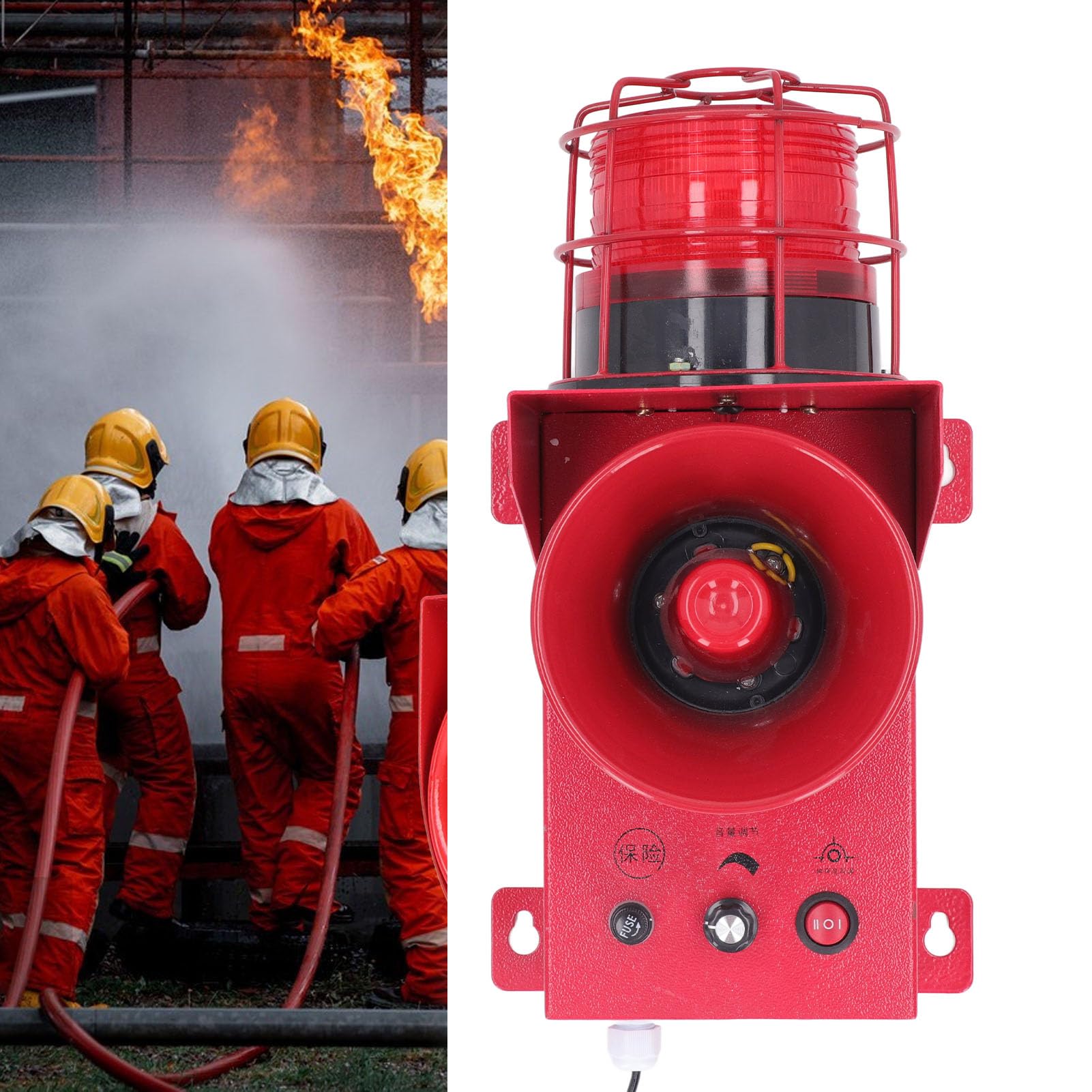 LED Strobe Horn Alarm, High Brightness Volume Adjustable IP65 60W Wall Mounted Industrial Siren Alarm 130db for Shopping Mall (DC12V)