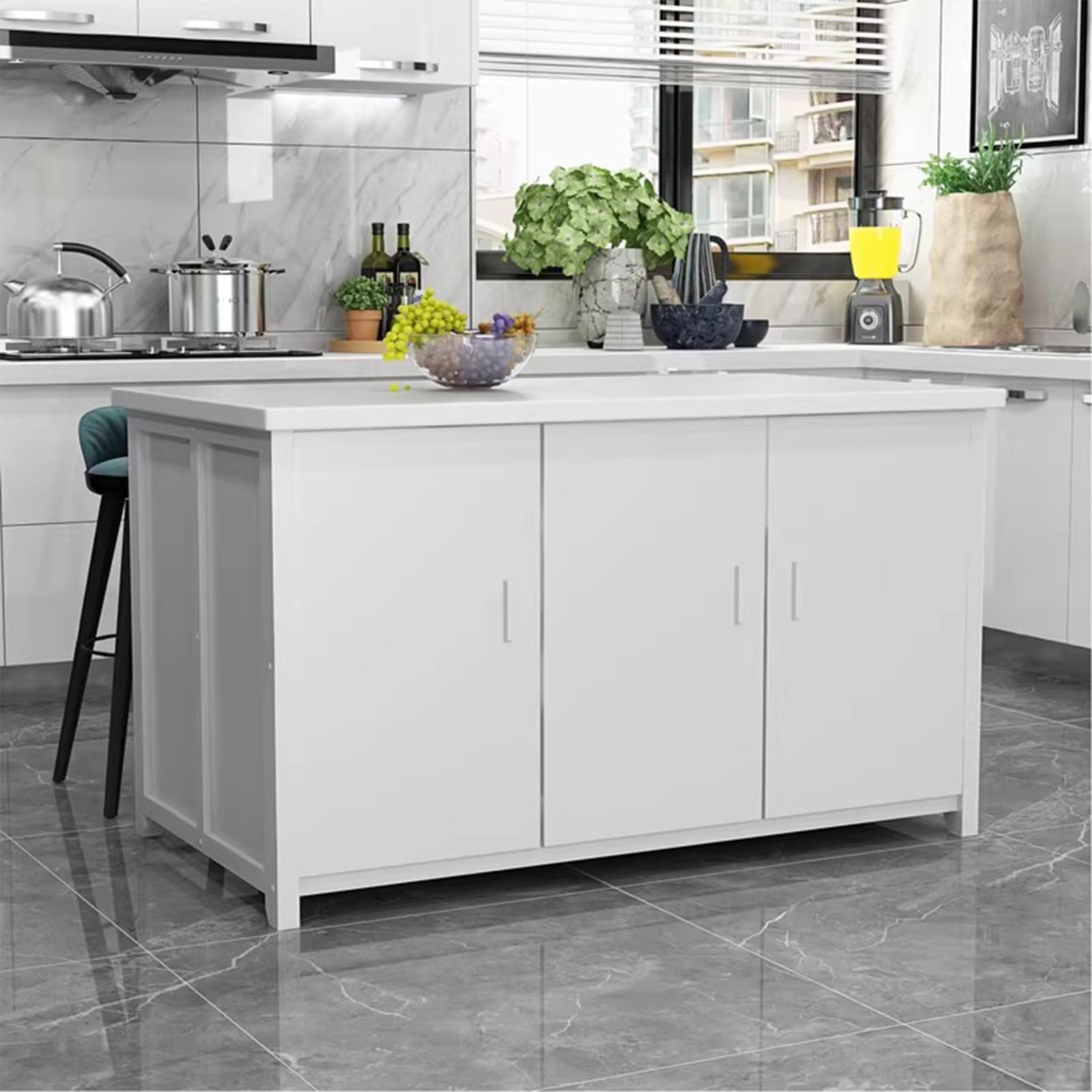 Zf9tBw5sH Unità cucina ad isola Mobile portaoggetti autoportante in legno a 3 ante con isola da cucina piano in pietra for la casa