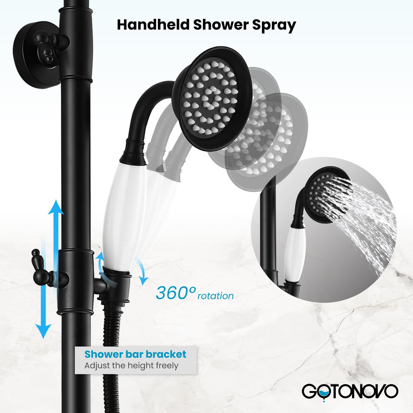 Gotonovo Exposed Shower System - Matte Black -6