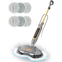 Steam and Scrub Mop, Steam Mop with Dual Rotating Pads, Swivel Steering, 2 LED Headlight, 4 Cleaning Modes, 15.2 fl oz Tank, 6 Washable Pads for All-in-One Sealed Hard Floors
