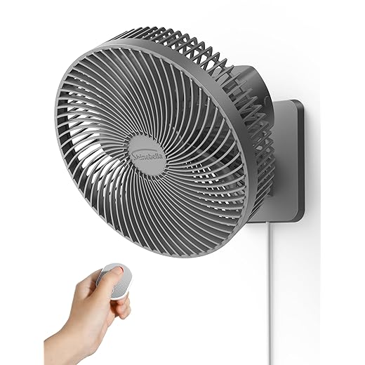 10 Inch Quiet Wall Mount Oscillating Fan with Remote & Timer, 4-Speed Portable Air Circulator for RV Indoor Use, Adjustable Tilt with 5.9ft Adapter, 90° Cooling for Home Office Bedroom Bathroom