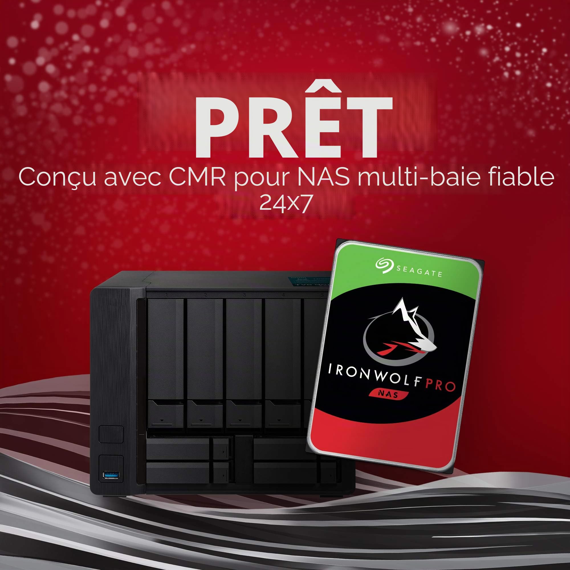 Seagate IronWolf Pro 12 To, Disque dur interne NAS HDD – CMR 3,5 pouces SATA 6 Gbit/s, 256 Mo de mémoire cache, pour NAS RAID, services de récupération des données Rescue (ST12000NE0007)