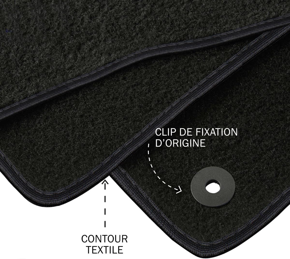 Citroen C3 ET Ë-C3 You from 01/2024 Onwards Non-Slip Car Mats with Clips - 4 Front / Rear Car Mats - Black Carpet