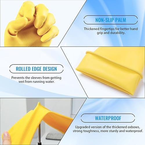 Miniatura 3 de Coopache Guantes largos de goma para lavar platos, resistentes y reutilizables, guantes de trabajo impermeables para hombres y mujeres