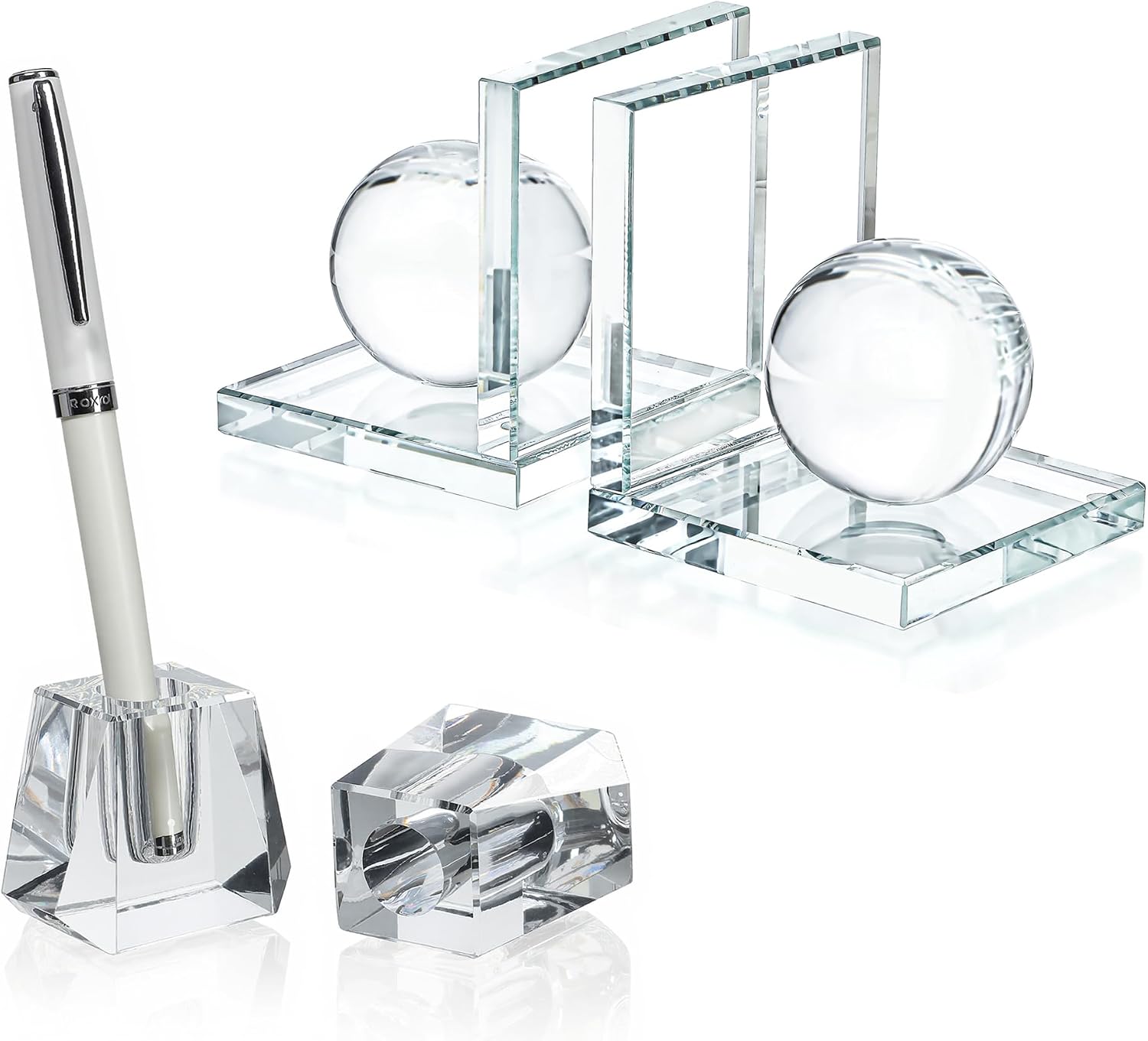Crystal Pen Holder and Bookend Bundle