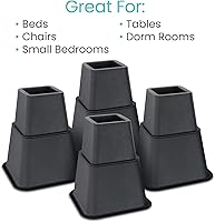 Vista 17 de Vive Bed Risers Heavy Duty (4 Pack - 5 Inch) - Furniture Lifts Risers for Couch, Table, Desk, Chair & Dorm Bed Risers for Bed Frame - Leg Elevator