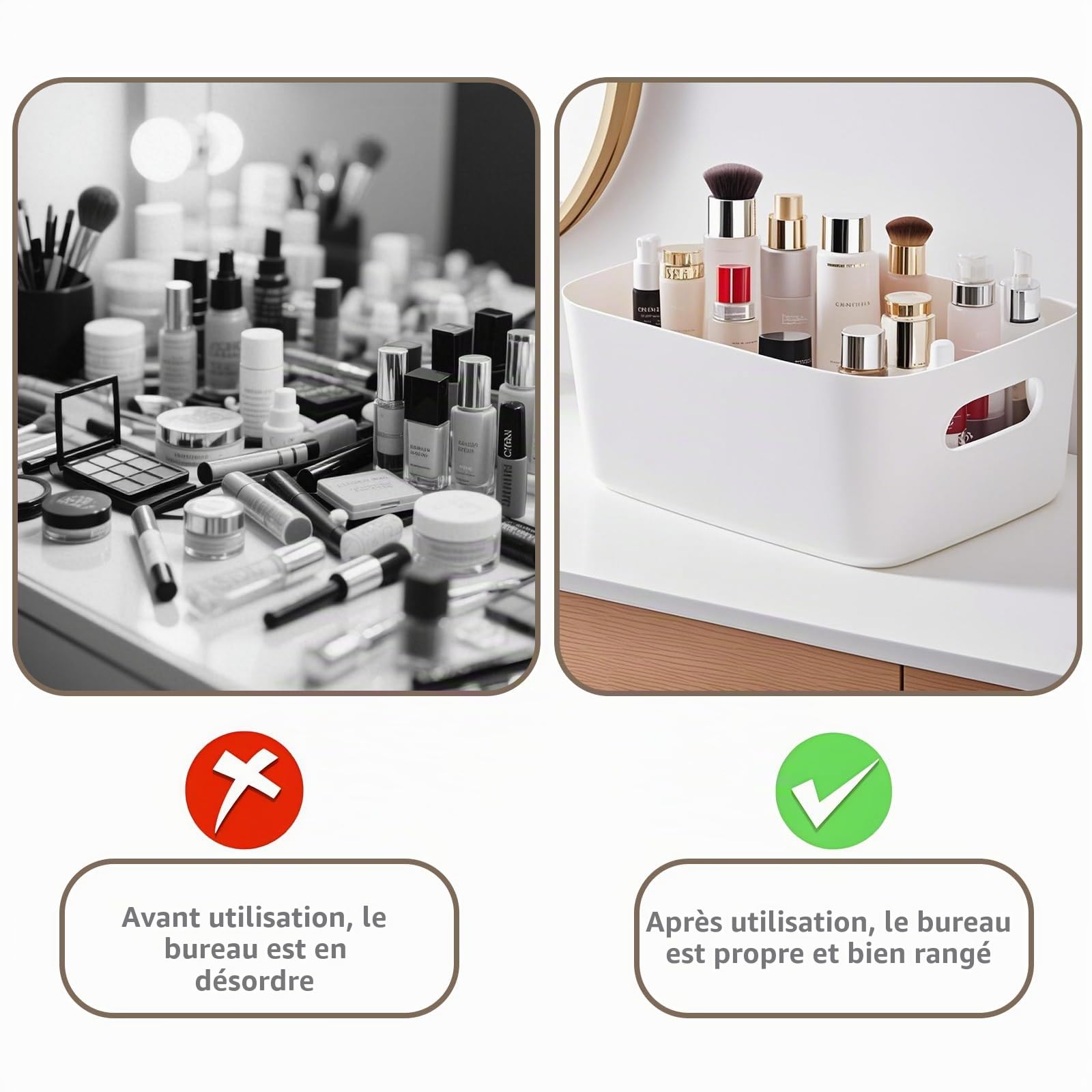 10 Pièces Boîte de Rangement en Plastique avec Poignées, 30x20x12cm, Boîte de Rangement en Plastique, pour Armoire de Cuisine, Salle de Bain, Étagère, Organiseur de Bureau (Blanc)