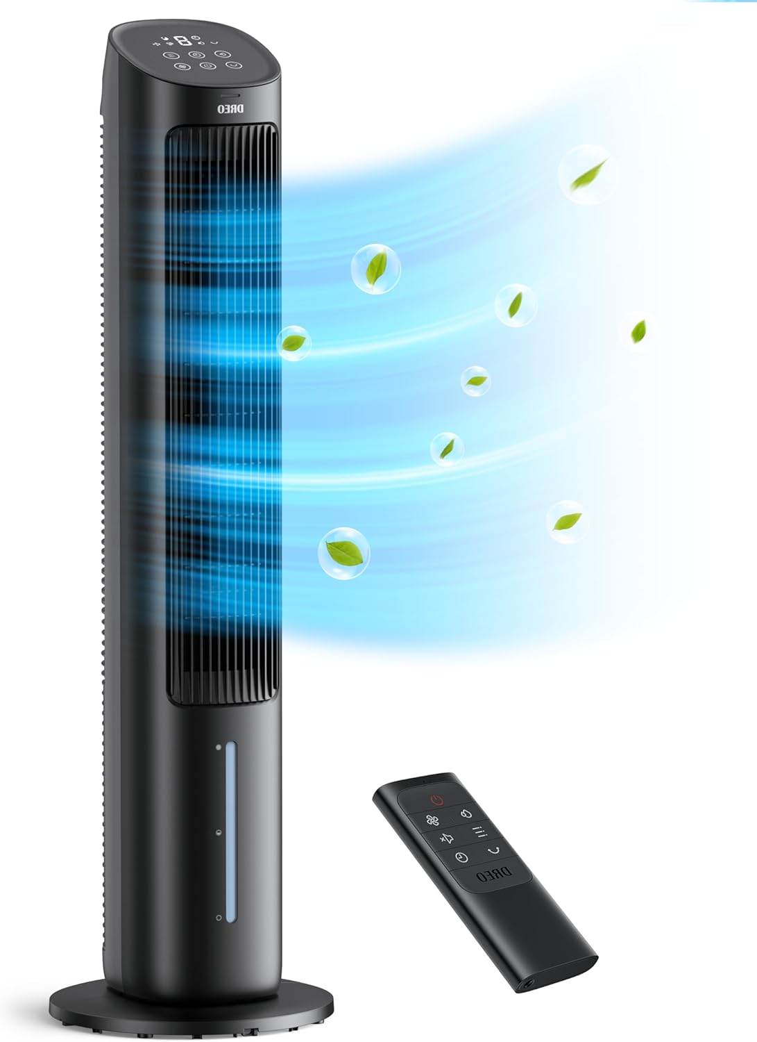 Dreo Evaporative Air Cooler, 40” Cooling Fan 2023 Upgrade with 80° Oscillating, Removable Water Tank, Ice Packs, Remote Control, 4 Speeds, 7H Timer, Personal Swamp Cooler for Room Home Office