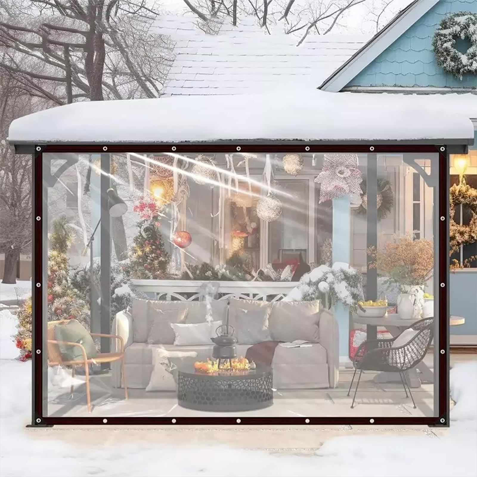 Heavy Duty Clear Plastic Tarp 13x16ft with Grommets Clear Plastic Tarps Heavy Waterproof for Outdoor, Porches, Patio, Gazebos and Pergola, Patio,