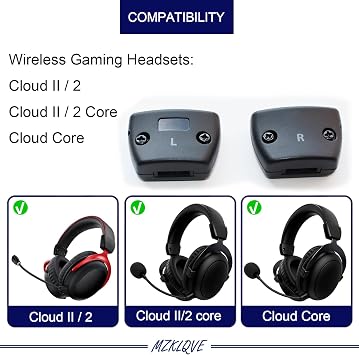 Cloud II Hinge Clamps - Replacement Hinge Side Buckles Parts for HyperX Cloud 2, Cloud Core, Cloud II Core Wireless Headsets (Left + Right)