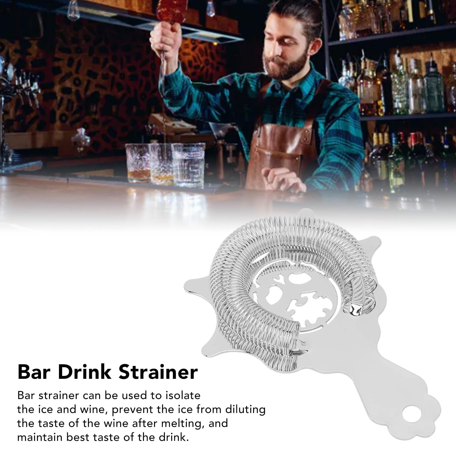 Gavigain Cocktail Strainer,Stainless Steel Bar Strainer for Bartending Bar Tool Drink Strainer for Bartenders and Mixologists (Silver)