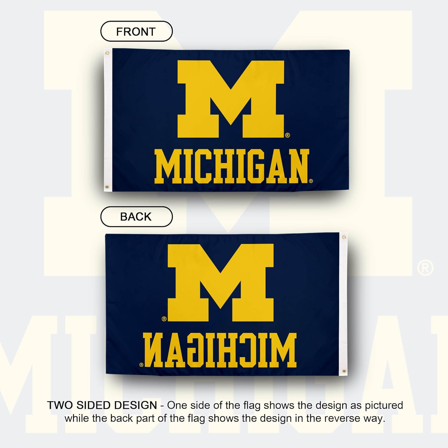 Desert Cactus University of Michigan Flag - 3 x 5 Feet UM Wolverines Banner, Indoor/Outdoor Durable Fabric Display(Design 3) - Image 2