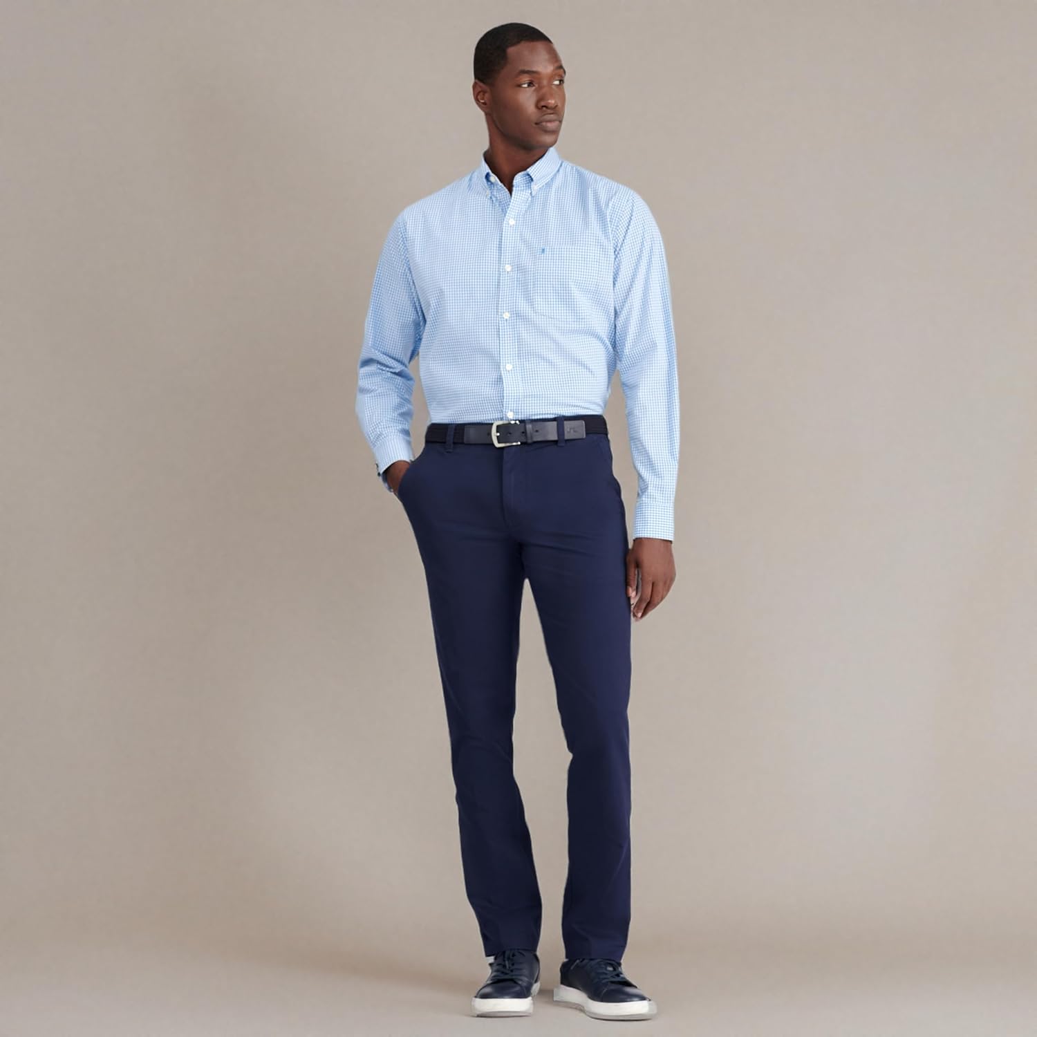 IZOD mens Performance Comfort Long Sleeve Gingham Button Down Shirt - Image 8