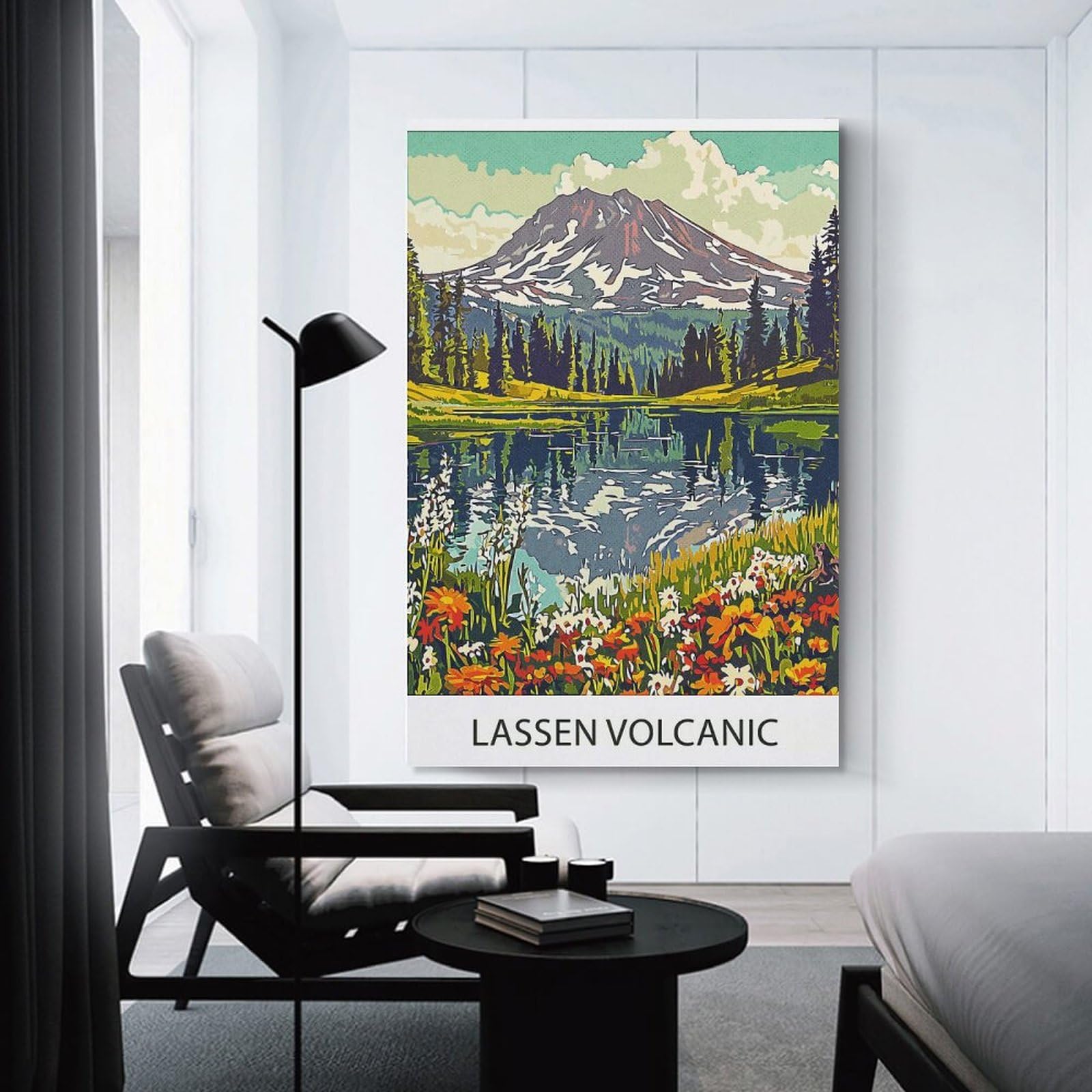 Junmoney Lassen Volcanic National Park Wall Art Print, 24x36inch(60x90cm), for Front Hall, Corridor Or Welcome Spaces, Wall Decor to Refresh Empty Corners