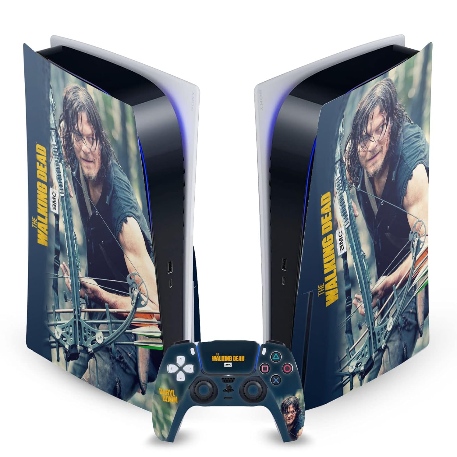 Daryl Lurk Daryl Dixon Graphics Matte Vinyl Faceplate Sticker Gaming Skin Case Cover Compatible with Sony Playstation 5 PS5 Disc Edition Console & DualSense Controller