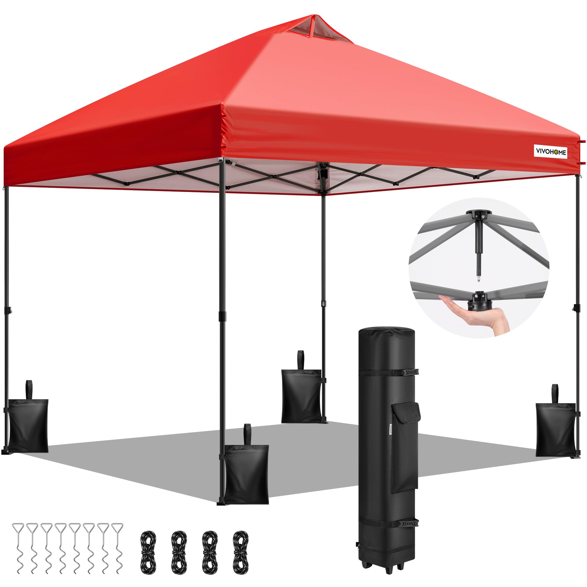 VIVOHOME 10x10ft Pop Up Canopy Tent One Push Setup