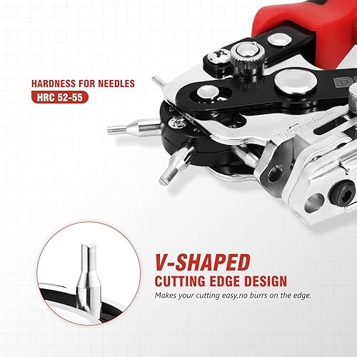 Vista 16 de DNA Motoring TOOLS-00126 - Herramienta giratoria para perforar agujeros de cuero, seis perforadores de campana hueca de acero recubierto perfecto