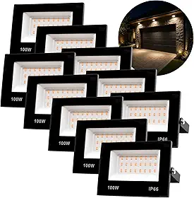 Kit 10 Refletor Led 100w Holofote Bivolt Prova Dágua Ip66 Quente