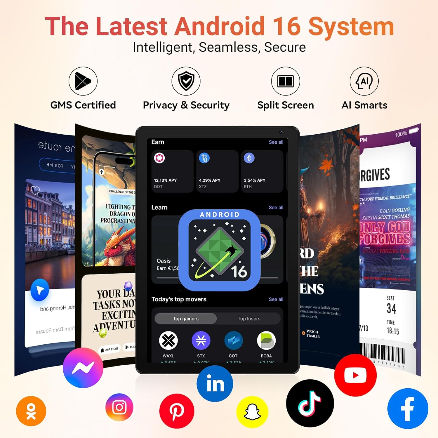 Tablet,10.1" Android Tablet with Octa-core Processor 30GB RAM 128GB ROM HD IPS Touchscreen 8H Battery, Wi-Fi 6, BT 5.4, Dual Camera, Android 16 Tablets 2026