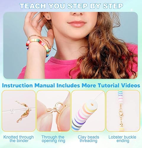 Miniatura 5 de Dowsabel Kit de Fabricación de Pulseras de 15000 Piezas de Cuentas de Arcilla, 4 Cajas de 72 Colores Kit de Pulseras de Cuentas de Arcilla de