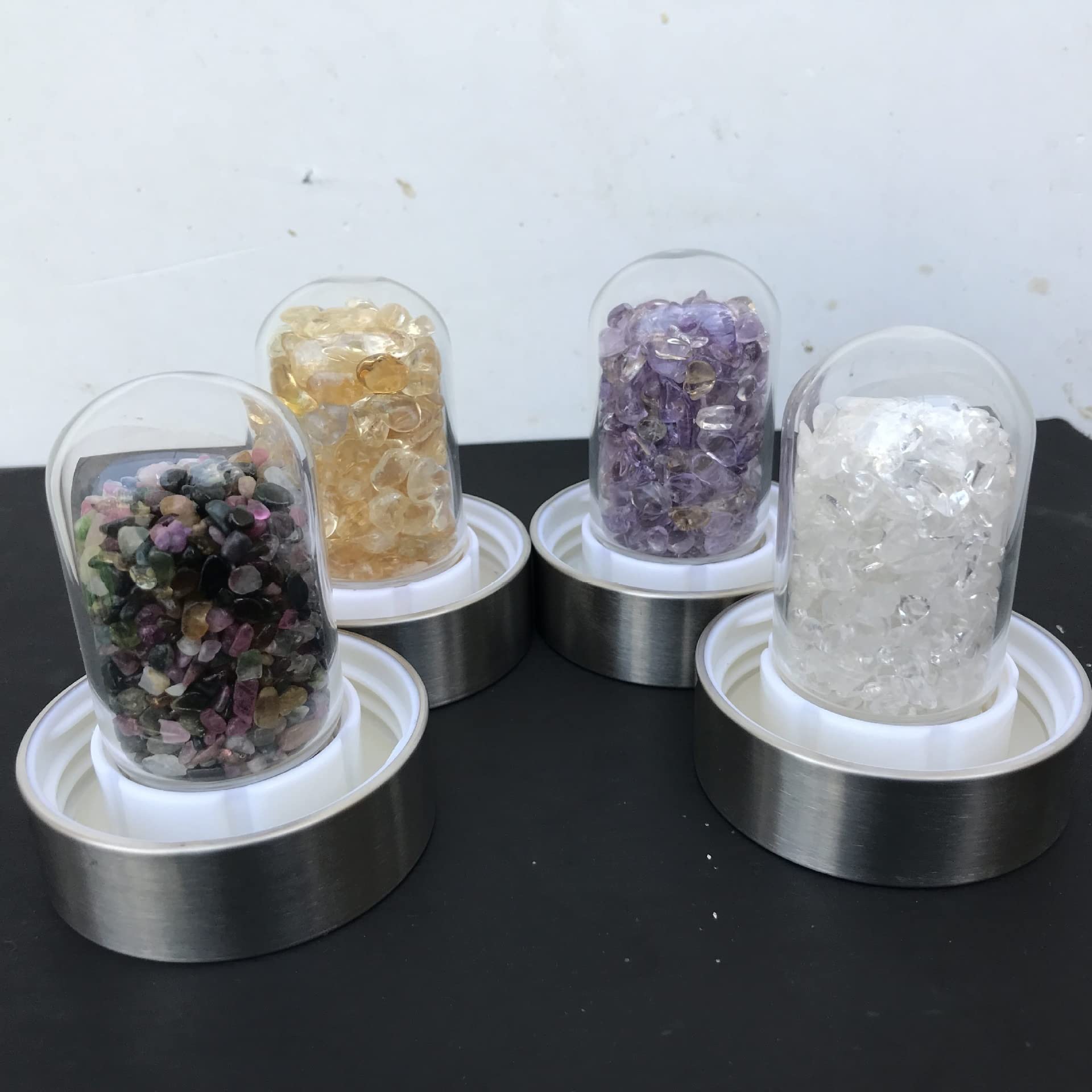 Botella De Agua De Cristal Natural Botella De Agua Con Piedras Preciosas De Cuarzo Healing Elixir Point Reiki Copa De Piedra De Grava Con Gemas Removibles Y Funda Protectora ( Color : Tea crystal )