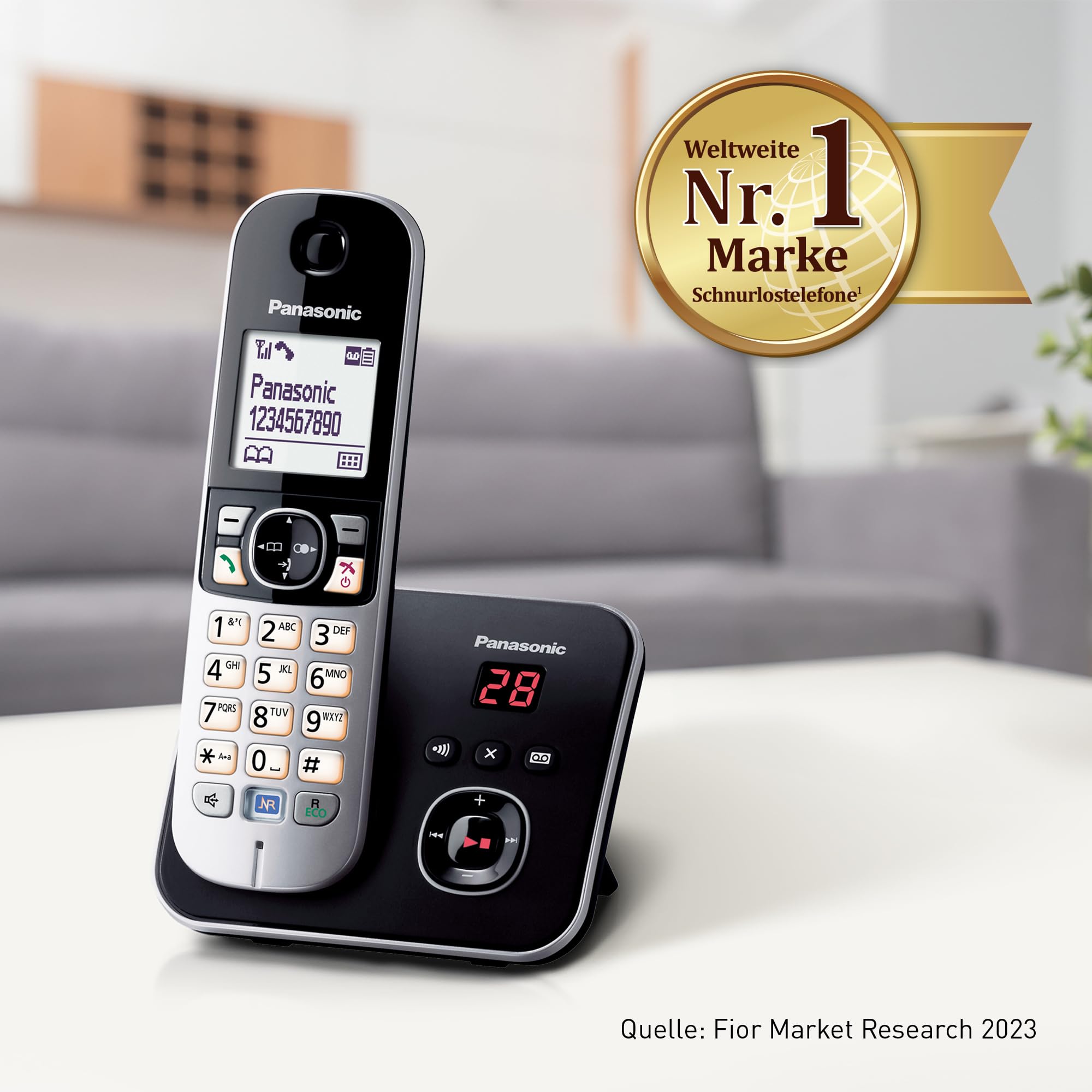 Panasonic KX-TG6821GB DECT Schnurlostelefon mit Anrufbeantworter schwarz