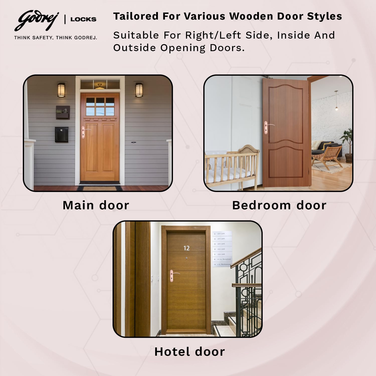 Godrej Mortise Door Lock Handle Set | ELC 02 | 6-Lever Security | Reversible Latch | Corrosion Resistant | for Wooden Doors (Rose Gold Finish) | 1 Year Warranty — Amazon image 6