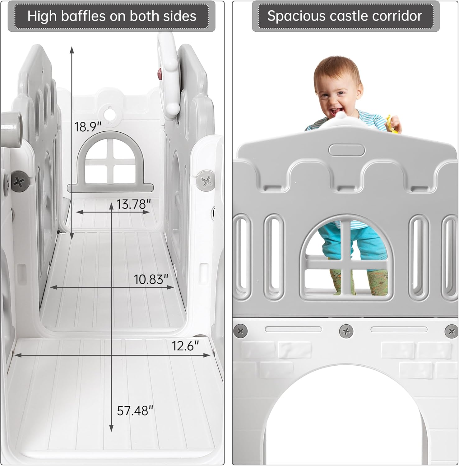 Toddler Slide 8 in 1 Toddler Playset for Toddlers Age 1-3, Baby Playset for Indoor Outdoor Playground with Climber, Crawling Tunnel, Basketball Hoop, Telescope, Toy Storage
