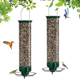 UIHECTA Hanging Wild Bird Feeder, Squirrel-Proof Spinning Wild Bird Feeder with Weight Activated, With 4 Feeding Ports, 5Lbs Feeder Capacity, for Garden Yard Patio,2pcs