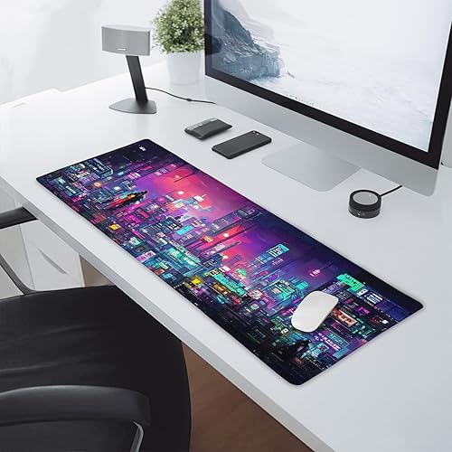 Miniatura 6 de Alfombrilla de mouse retro japonesa para juegos de anime XL, color morado oscuro, rojo, vaporwave City, extendida, grande, alfombrilla de mouse