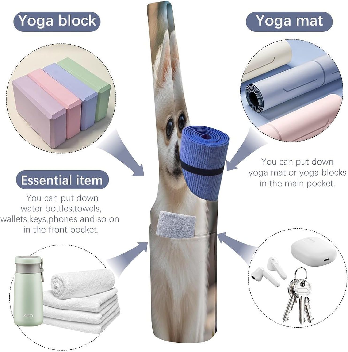 Cute Pomeranian Dog Canvas Yoga Mat Bag Pilates Bag image 5