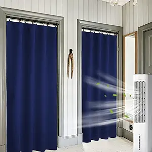 RYB HOME Blackout Curtains 84 inches Long 2 Panels Set for Living Room, Thermal Insulating Privacy Curtains & Drapes for Doorway Temporary Door Alternative Accordion Door, W 42 x L 84, Marine Blue