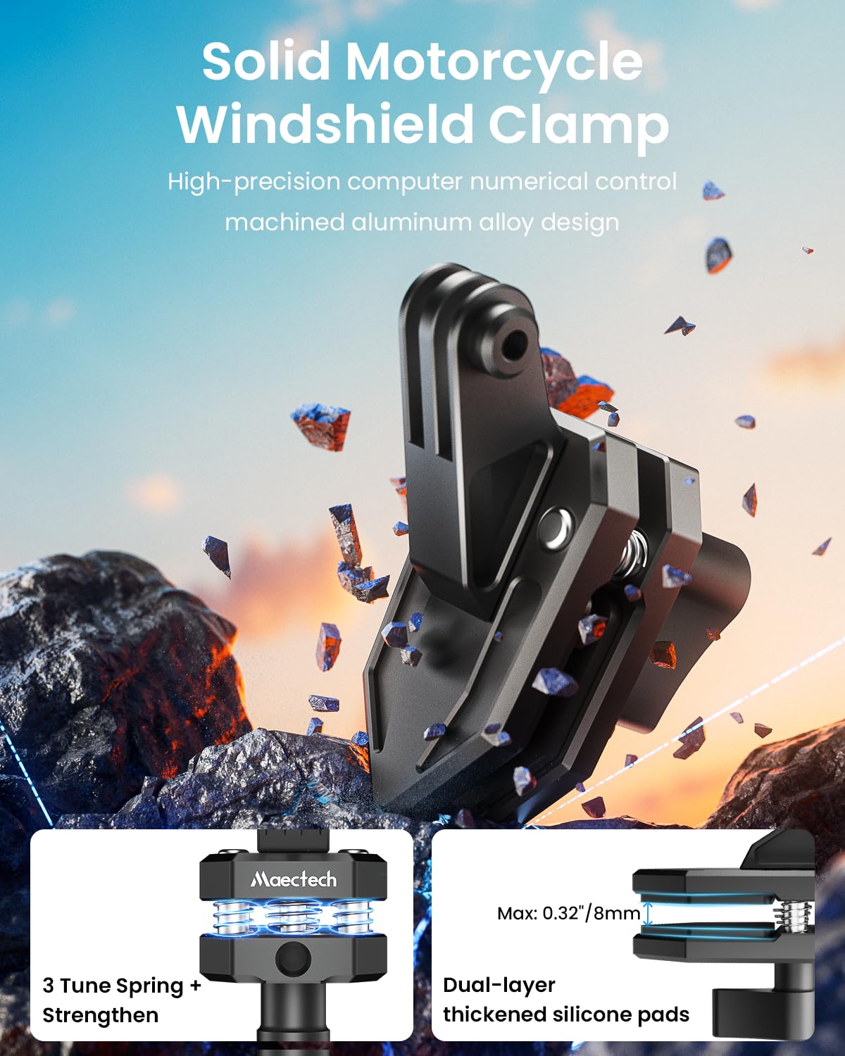 Support À Pince pour Pare-Brise De Moto Caméras pour Insta360 X5 X5/X4/X3 pour GoPro pour DJI Osmo Action Supports À Pince pour Moto pour Accessoires Insta360 X5