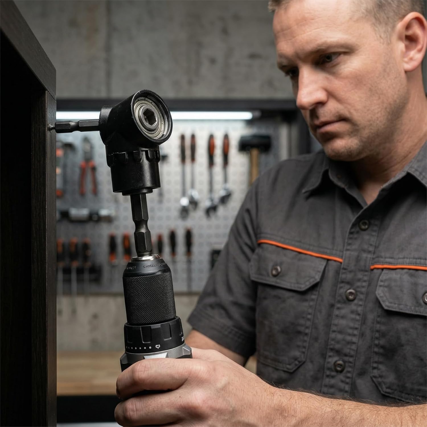 90 Degree Right Angle Drill Adapter Attachment, 1/4" Quick Change Magnetic Bit Socket for Impact Drill Driver, Tight Spaces