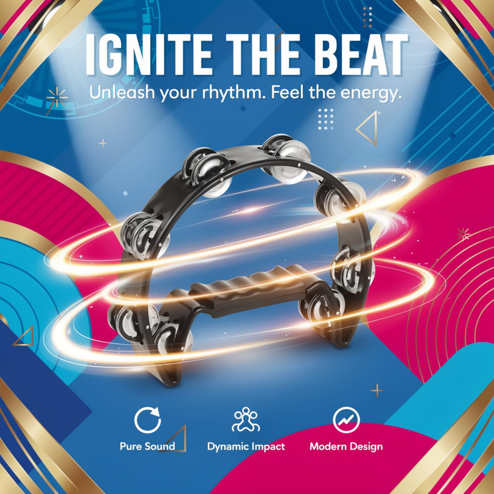 Lot de 6 instruments de percussion, 2 tambourins demi-lune à jingles métalliques, 1 paire de maracas, 1 paire de shakers en forme d'œuf, pour adultes, participants, fêtes, répétitions, sessions