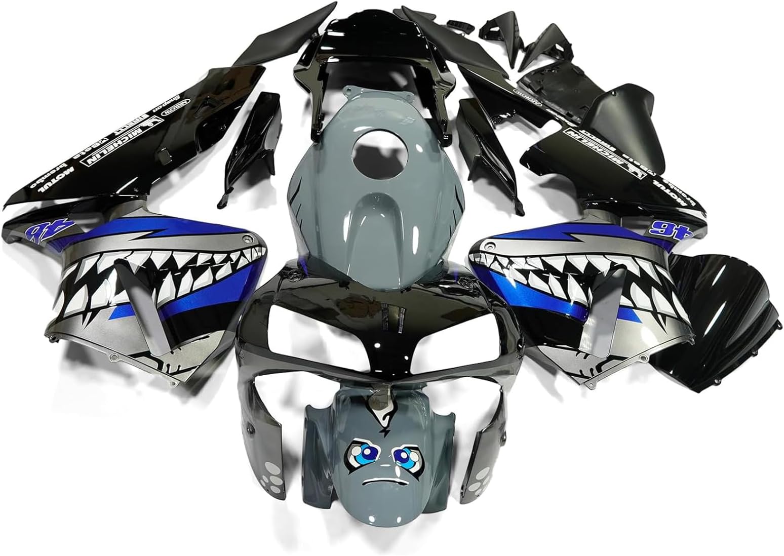 ZXMOTO Motorcycle Fairing Kit Fit for 2003 2004 Honda CBR 600RR F5 Injection ABS Plastic Bodywork Fairings（Black Shark）