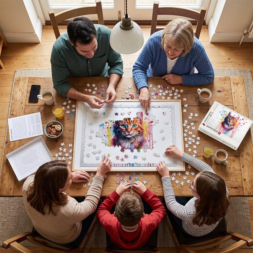 Puzzle 1000 Pezzi, Puzzle Gatto per Adulti, 70x50cm, Compact Box -4386