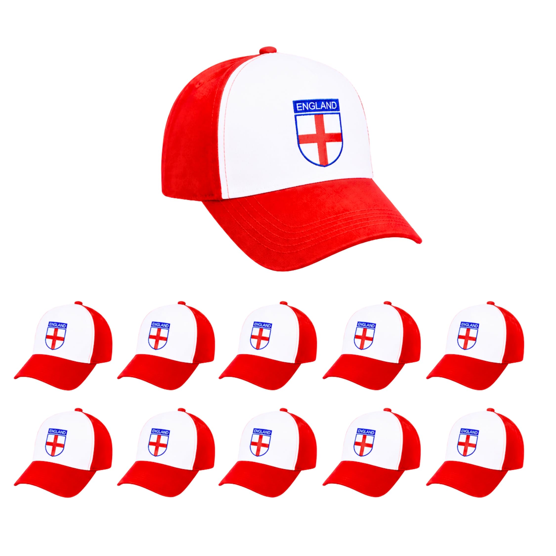 SHATCHI 20Pcs England St George Cross Printed Baseball Cap for FIFA 2026 World Cup โ Adjustable White Supporters Hat for Football Matches, Sports Events, Travel, Fan Celebrations and Outdoor Wear โ image 1