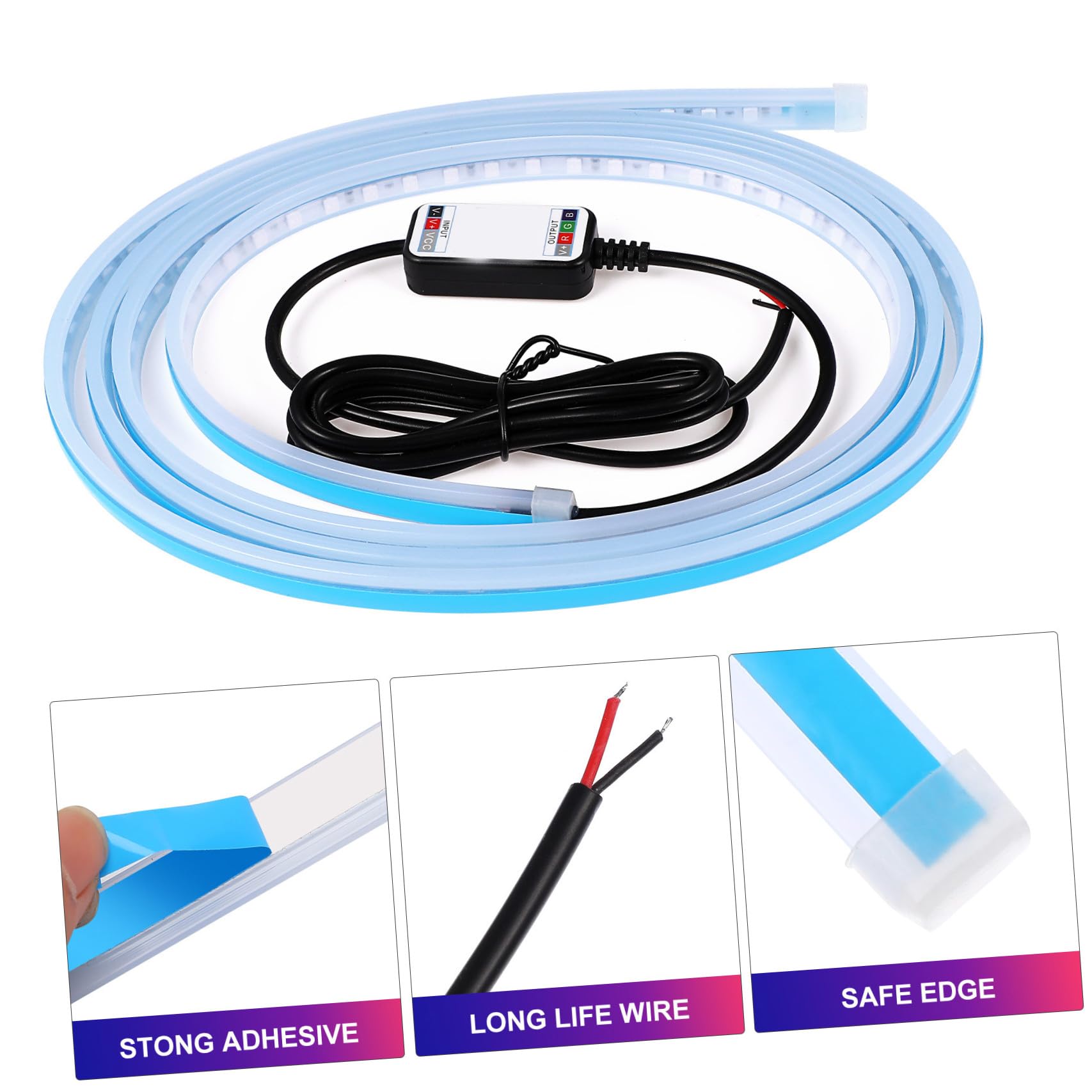Tira de Luces LED Rgb para Capó de Coche 180cm de Silicona | Control por Aplicación, Color Cambiante, para Conducción Nocturna, Instalación Sencilla