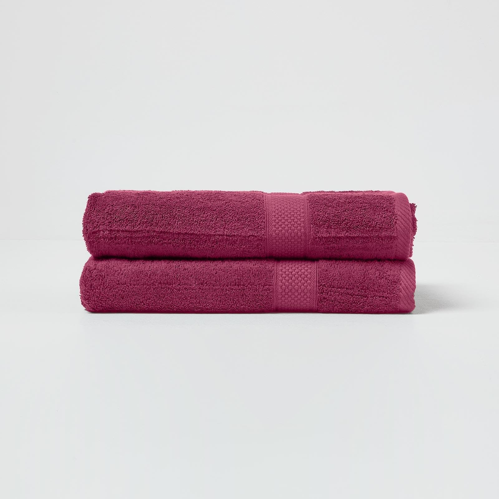 HOMESCAPES Burgundy Turkish Cotton Set of 2 Bath Towels Super Soft Thick & Absorbent 500 GSM Towel Heavy Weight for everyday Luxury