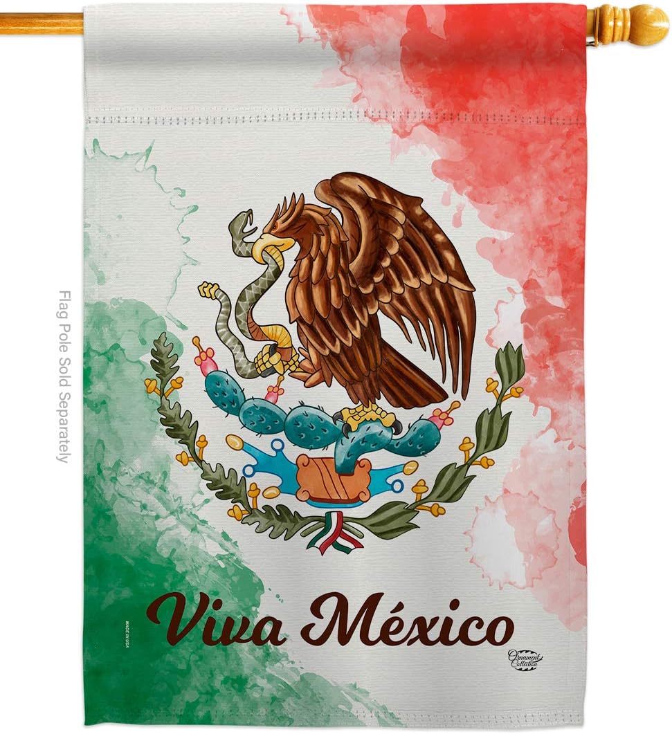 Viva Mexico House Flag Regional Nationality Nation International World Country Particular Area Small Decorative Gift Yard Banner Made In USA 28 X 40