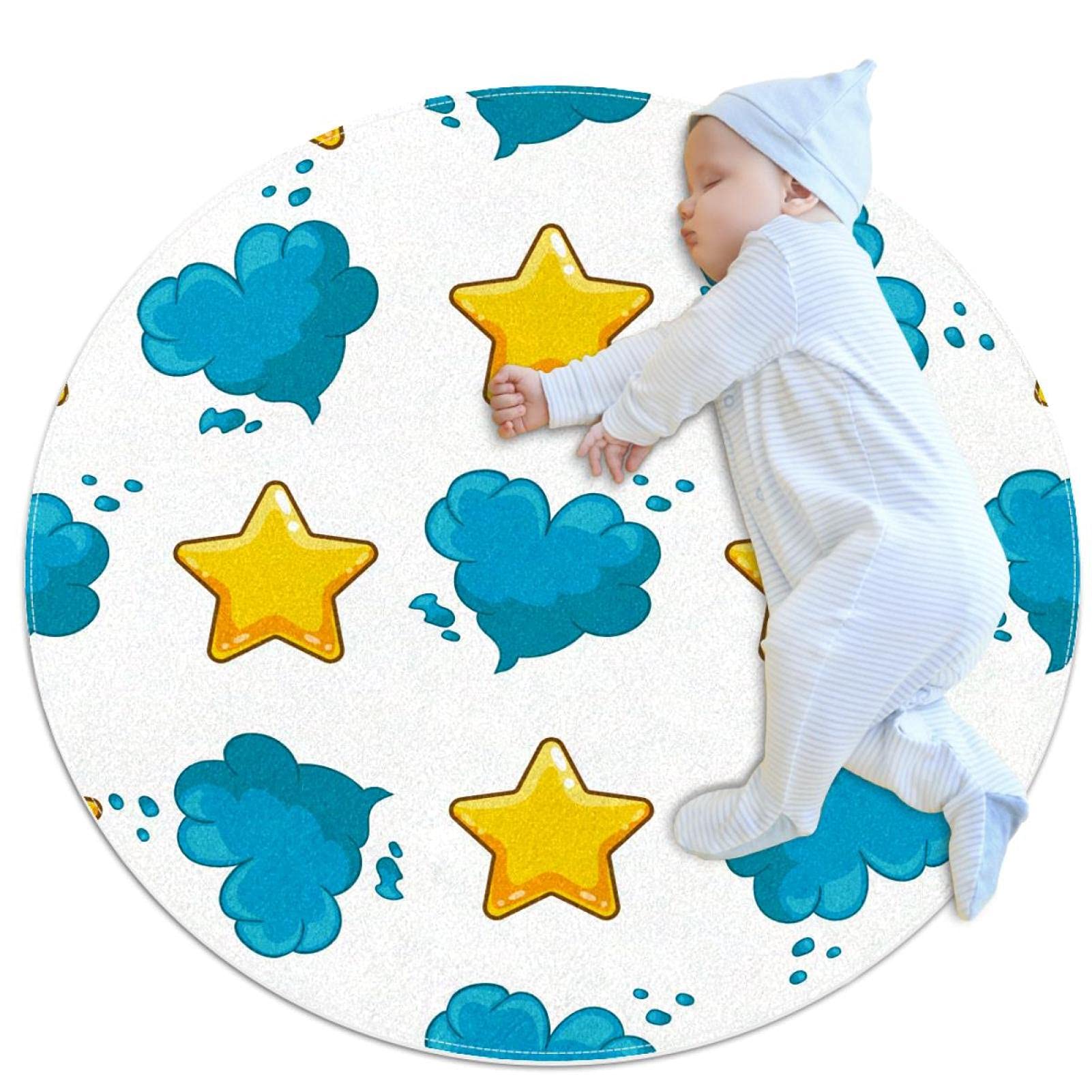 Tapis de salle de bain antidérapant et absorbant rond motif nuage