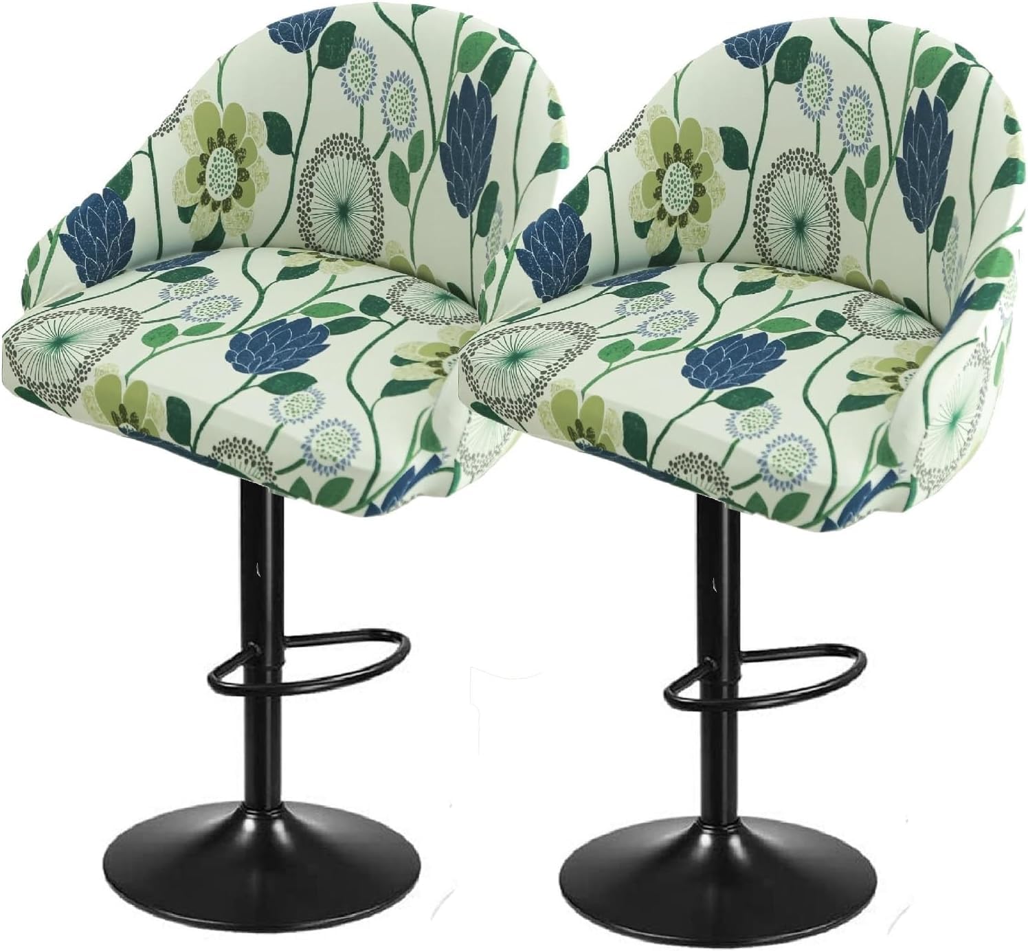SDNAM Pub Bar Counter Stool Chair Covers with Back and Arms Set of 4/2/1 Stretch, Swivel Curved Kitchen Barstool Chair Cover Curved Back Bar Stool Slipcovers with Arms(H4,2PCS)